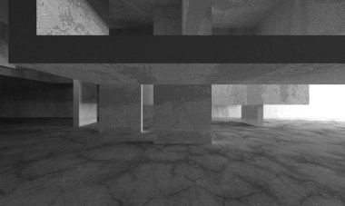 Soyut mimari arka plan. İçi boş beton döşeme. 3d hazırlayıcı