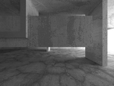 Soyut mimari iç plan. Boş beton oda. 3d hazırlayıcı