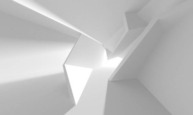 Beyaz Modern Arkaplan. Soyut Bina Konsepti. 3d Hazırlama