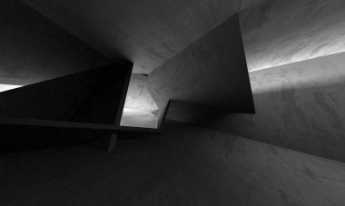 Soyut mimari iç plan. Boş beton oda. 3d hazırlayıcı