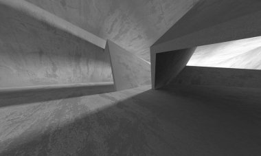 Soyut mimari iç plan. Boş beton oda. 3d hazırlayıcı