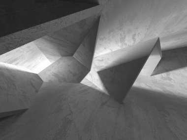 Soyut mimari iç plan. Boş beton oda. 3d hazırlayıcı