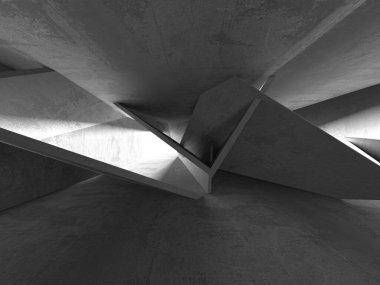 Soyut mimari iç plan. Boş beton oda. 3d hazırlayıcı