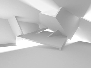 Beyaz Modern Arkaplan. Soyut Bina Konsepti. 3d Hazırlama