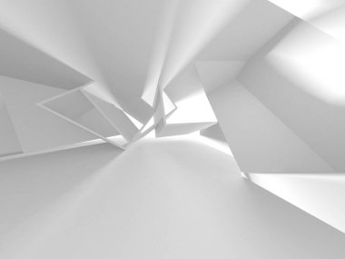 Beyaz Modern Arkaplan. Soyut Bina Konsepti. 3d Hazırlama