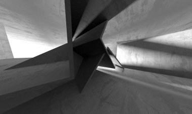 Soyut mimari iç plan. Boş beton oda. 3d hazırlayıcı