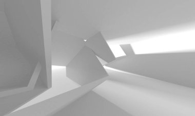 Aydınlatılmış koridor iç tasarımı. Boş Oda İç mimarisi. 3 Boyutlu Hazırlama