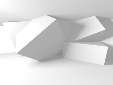 Beyaz Modern Arkaplan. Soyut Bina Konsepti. 3d Hazırlama