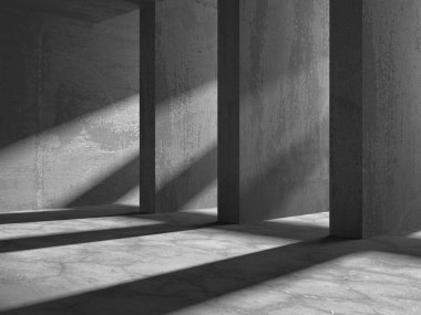 Soyut mimari arka plan. İçi boş beton döşeme. 3d hazırlayıcı