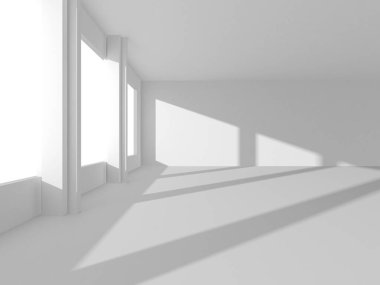 Aydınlatılmış koridor iç tasarımı. Boş Oda İç mimarisi. 3 Boyutlu Hazırlama