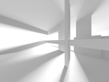 Soyut Beyaz Mimari Tasarım Konsepti. 3d Görüntüleme