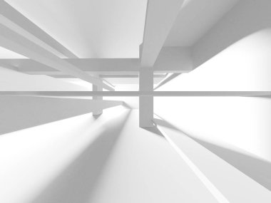 Soyut Beyaz Mimari Tasarım Konsepti. 3d Görüntüleme