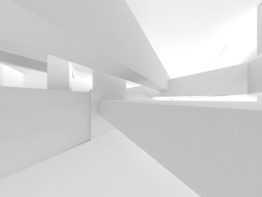 Soyut Beyaz Mimari Tasarım Konsepti. 3d Görüntüleme