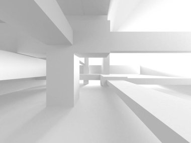 Soyut Beyaz Mimari Tasarım Konsepti. 3d Görüntüleme