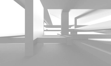 Soyut Beyaz Mimari Tasarım Konsepti. 3d Görüntüleme