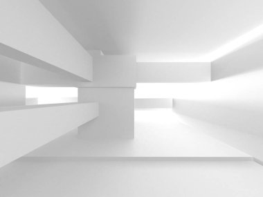 Soyut Beyaz Mimari Tasarım Konsepti. 3d Görüntüleme