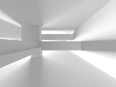 Soyut Beyaz Mimari Tasarım Konsepti. 3d Görüntüleme