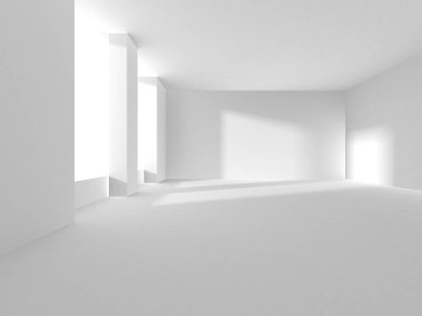 Soyut Beyaz Mimari Tasarım Konsepti. 3d Görüntüleme