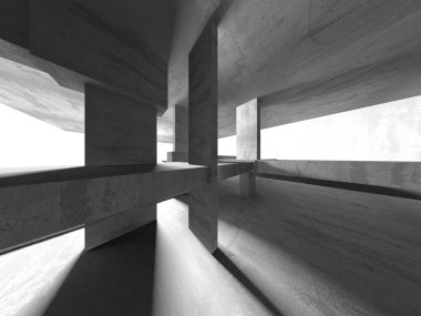 Soyut Beyaz Mimari Tasarım Konsepti. 3d Görüntüleme