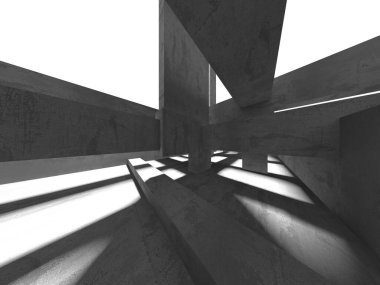 Soyut Beyaz Mimari Tasarım Konsepti. 3d Görüntüleme