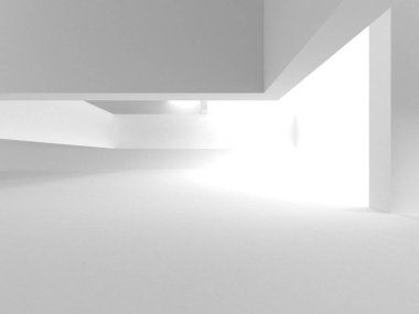 Soyut Beyaz Mimari Tasarım Konsepti. 3d Görüntüleme