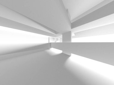 Soyut Beyaz Mimari Tasarım Konsepti. 3d Görüntüleme