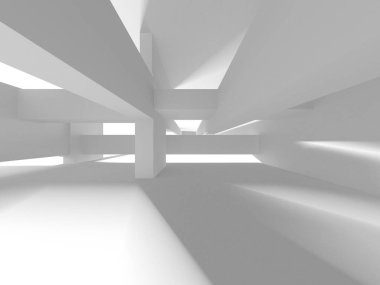 Soyut Beyaz Mimari Tasarım Konsepti. 3d Görüntüleme