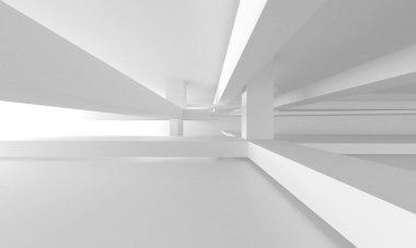 Soyut Beyaz Mimari Tasarım Konsepti. 3d Görüntüleme