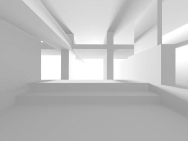 Soyut Beyaz Mimari Tasarım Konsepti. 3d Görüntüleme