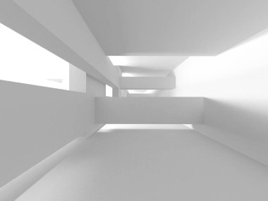 Soyut Beyaz Mimari Tasarım Konsepti. 3d Görüntüleme