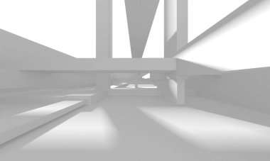 Soyut Beyaz Mimari Tasarım Konsepti. 3d Görüntüleme