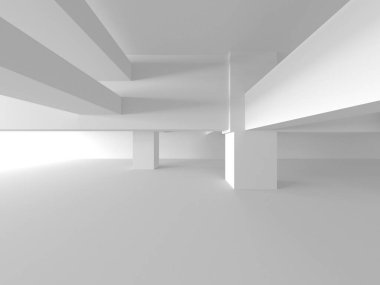 Soyut Beyaz Mimari Tasarım Konsepti. 3d Görüntüleme
