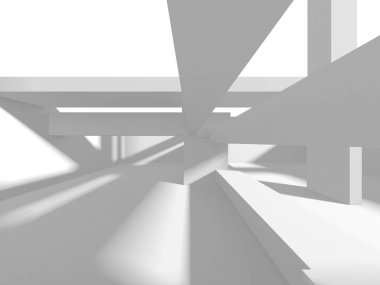 Soyut Beyaz Mimari Tasarım Konsepti. 3d Görüntüleme