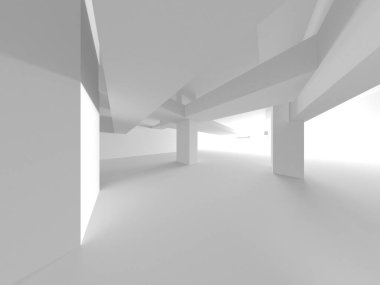 Soyut Beyaz Mimari Tasarım Konsepti. 3d Görüntüleme