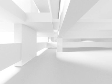 Soyut Beyaz Mimari Tasarım Konsepti. 3d Görüntüleme