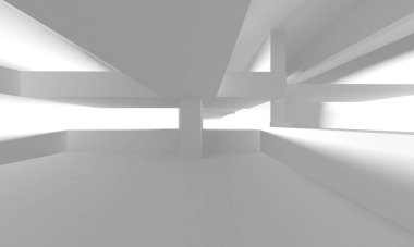 Soyut Beyaz Mimari Tasarım Konsepti. 3d Görüntüleme