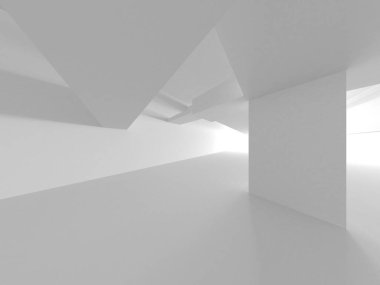 Soyut Beyaz Mimari Tasarım Konsepti. 3d Görüntüleme