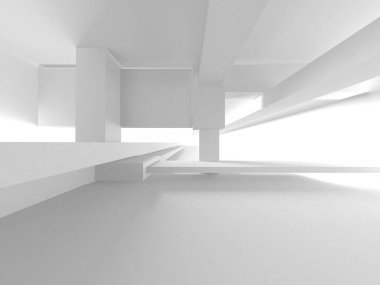 Soyut Beyaz Mimari Tasarım Konsepti. 3d Görüntüleme