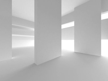 Soyut Beyaz Mimari Tasarım Konsepti. 3d Görüntüleme