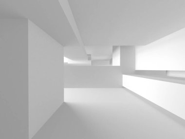 Soyut Beyaz Mimari Tasarım Konsepti. 3d Görüntüleme