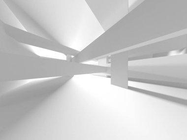 Soyut Beyaz Mimari Tasarım Konsepti. 3d Görüntüleme
