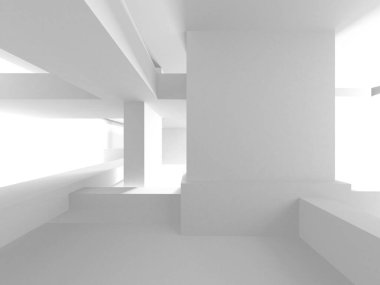 Soyut Beyaz Mimari Tasarım Konsepti. 3d Görüntüleme