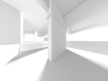 Soyut Beyaz Mimari Tasarım Konsepti. 3d Görüntüleme