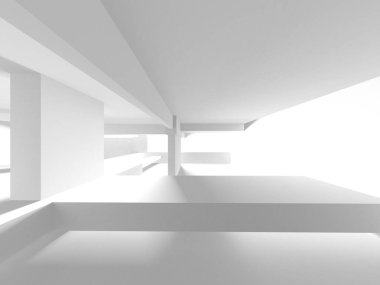 Soyut Beyaz Mimari Tasarım Konsepti. 3d Görüntüleme