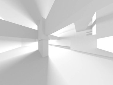 Soyut Beyaz Mimari Tasarım Konsepti. 3d Görüntüleme