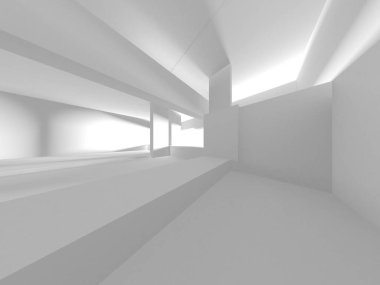 Soyut Beyaz Mimari Tasarım Konsepti. 3d Görüntüleme
