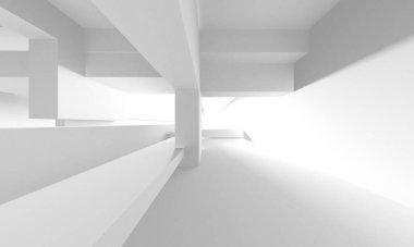 Soyut Beyaz Mimari Tasarım Konsepti. 3d Görüntüleme