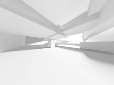 Soyut Beyaz Mimari Tasarım Konsepti. 3d Görüntüleme