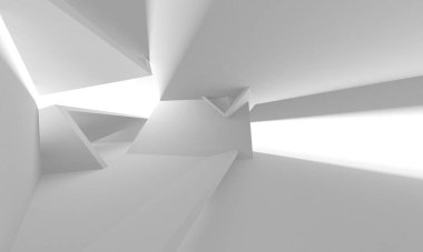 Soyut Beyaz Mimari Tasarım Konsepti. 3d Görüntüleme