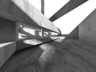 Dark Beton Duvar Mimarisi. Boş Oda. 3d Görüntüleme